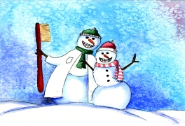 Snowmen with toothbrush